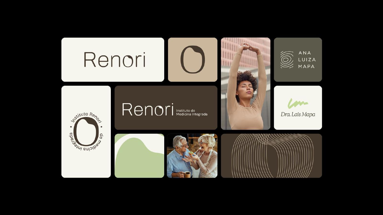 Painel visual Renori com aplicação do grafismo em linhas orgânicas